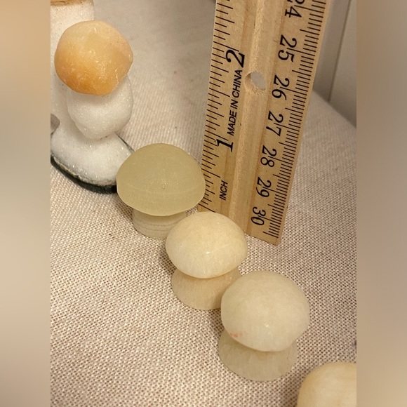 8 vintage mushroom figurine SET stone boho art painted ceramic LOT 70s MCM lot - Picture 11 of 16